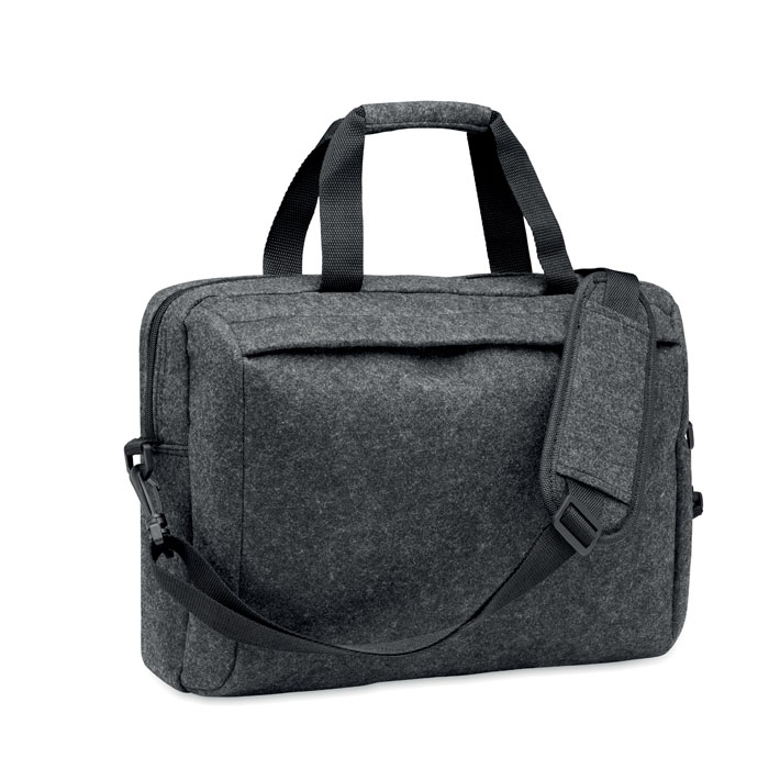 Sacoche ordinateur 15" personnalisée feutre rPET PLANA Gris foncé